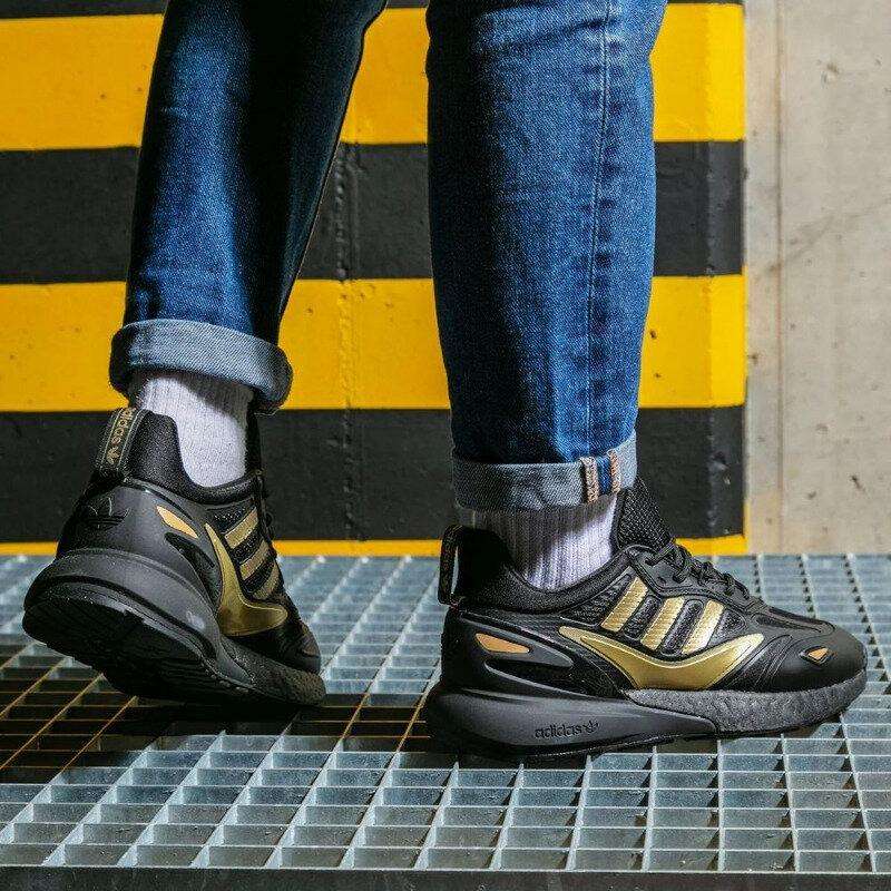 adidas Men`s ZX 2K Boost 2.0 Black/ Gold PREOWNED GZ7743 Size UK 8 (SA 8)