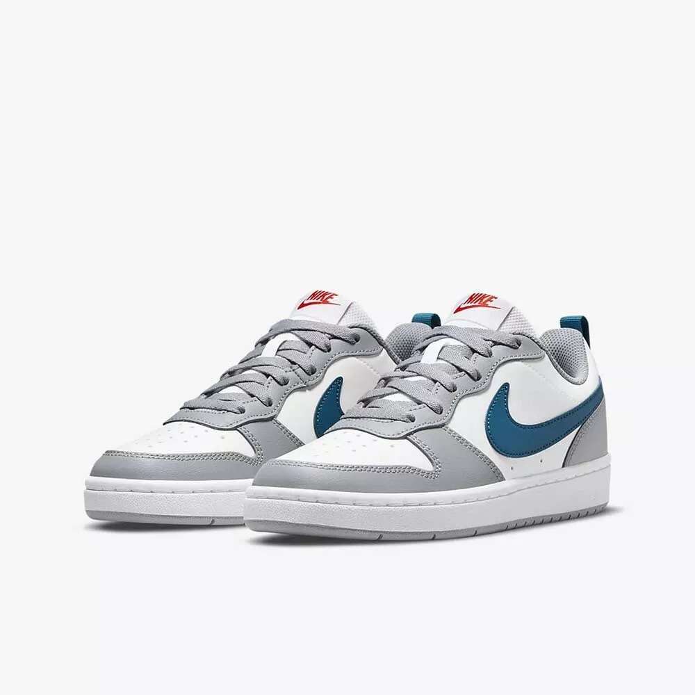 Nike Kids UNISEX Court Borough Low 2 GS White/ Marina/ Grey BQ5448 117 Size UK 6 (SA 6)