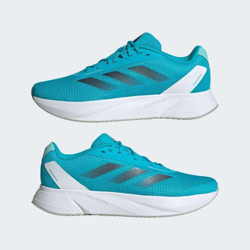 adidas Men`s DURAMO SL Lucid Cyan/ Black Blue Met/ Cloud White IE7256 Size UK 11 (SA 11)