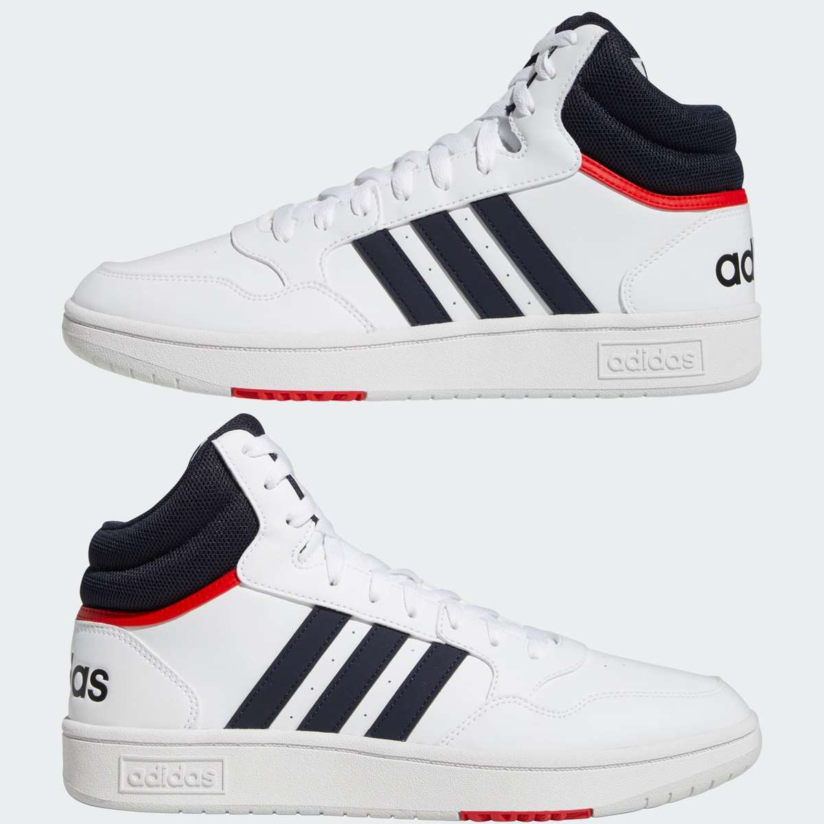 adidas Men`s Hoops 3.0 Mid Classic Vintage White/Legend Ink/Vivid Red GY5543 Size UK 8/9 (SA 8/9)