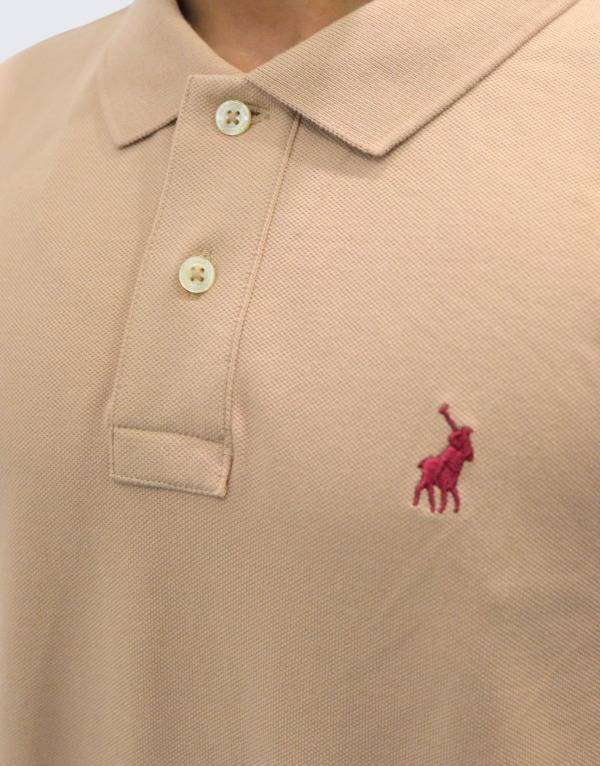 POLO Men`s Pique Short Sleeve Golfer Custom Fit Pink