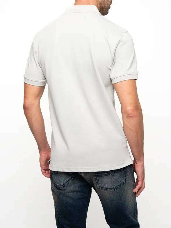 POLO Men`s Pique Short Sleeve Golfer Custom Fit Grey