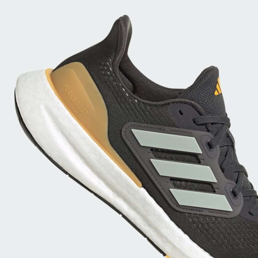 adidas Men`s Pureboost 23 Carbon / Wonder Silver / Yellow IF2369 Size UK 11 (SA 11)