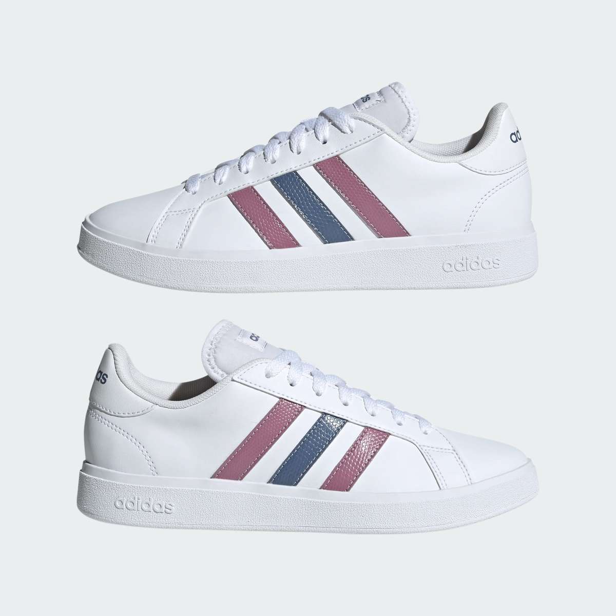 adidas Women's Grand Court Base 2.0 Cloud White / Crew Blue / Wonder Orchid ID1864 Size UK 4 (SA 4)
