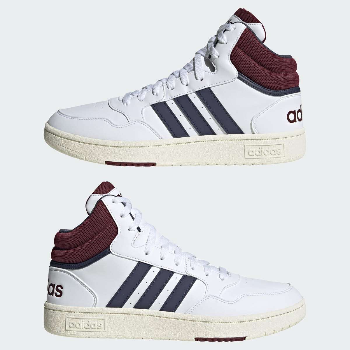 adidas Men`s Hoops 3.0 Mid Classic Vintage White/ Navy/ Shadow Red HP7895 Size UK 8 (SA 8)