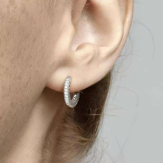 Pandora Pavè Heart Hoop Earrings 296317CZ with Pouch