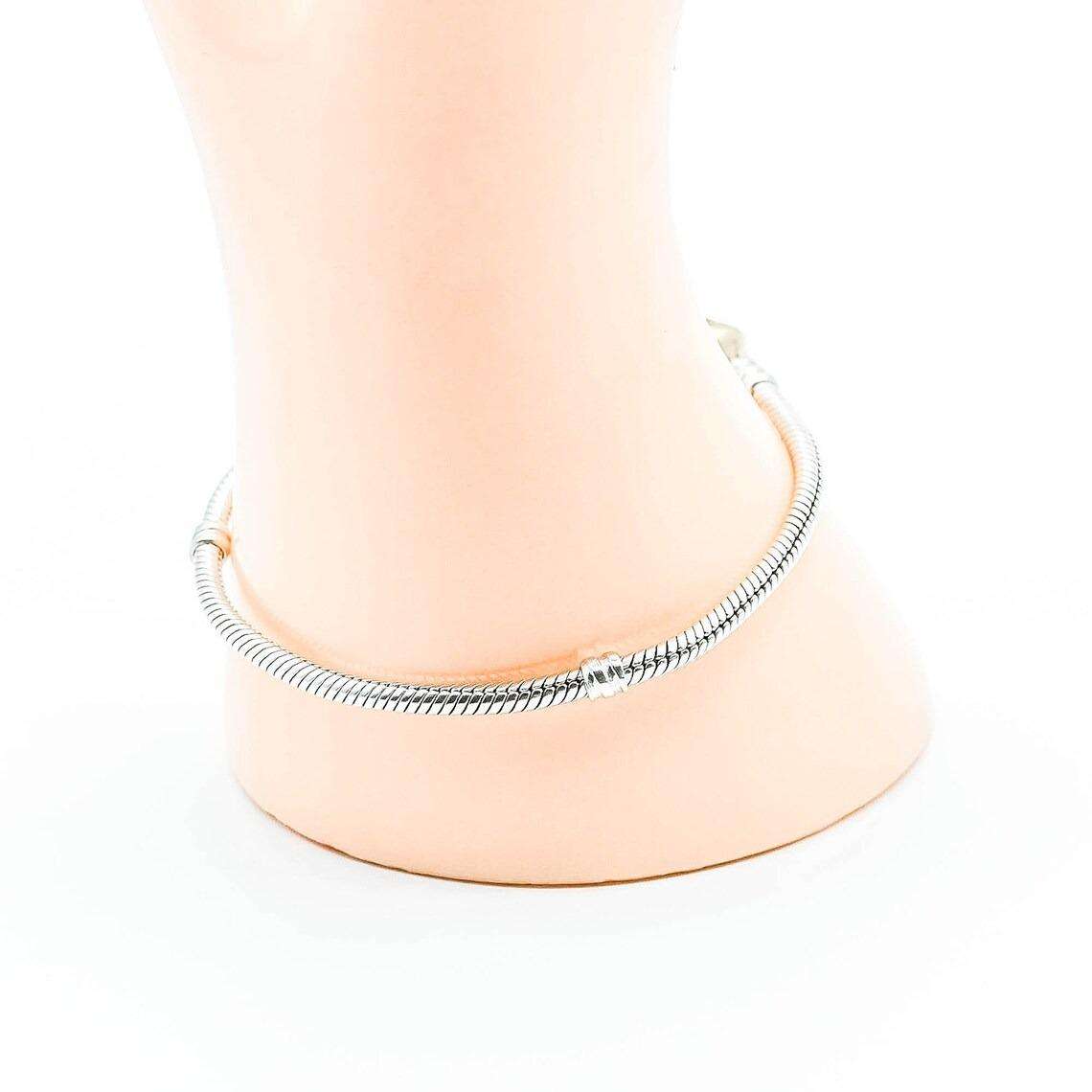 Pandora Preowned Retired Two Tone Silver Bracelet With Snap Clasp & Pouch