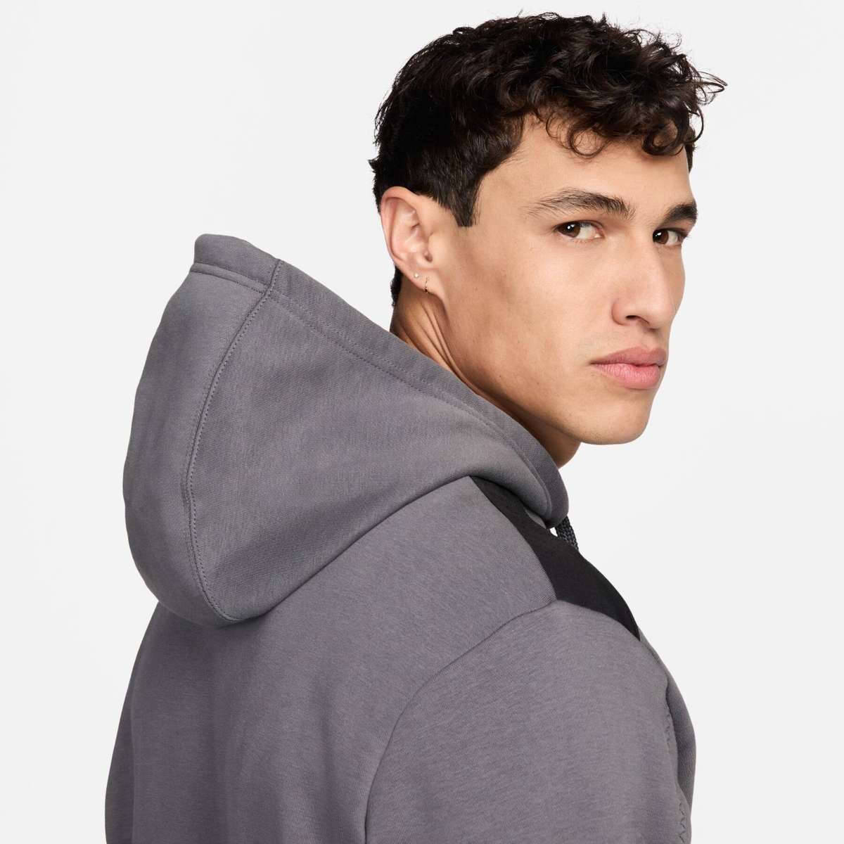Nike Men's Sportswear Fleece Swoosh Club Hoodie Gray FN0247 068