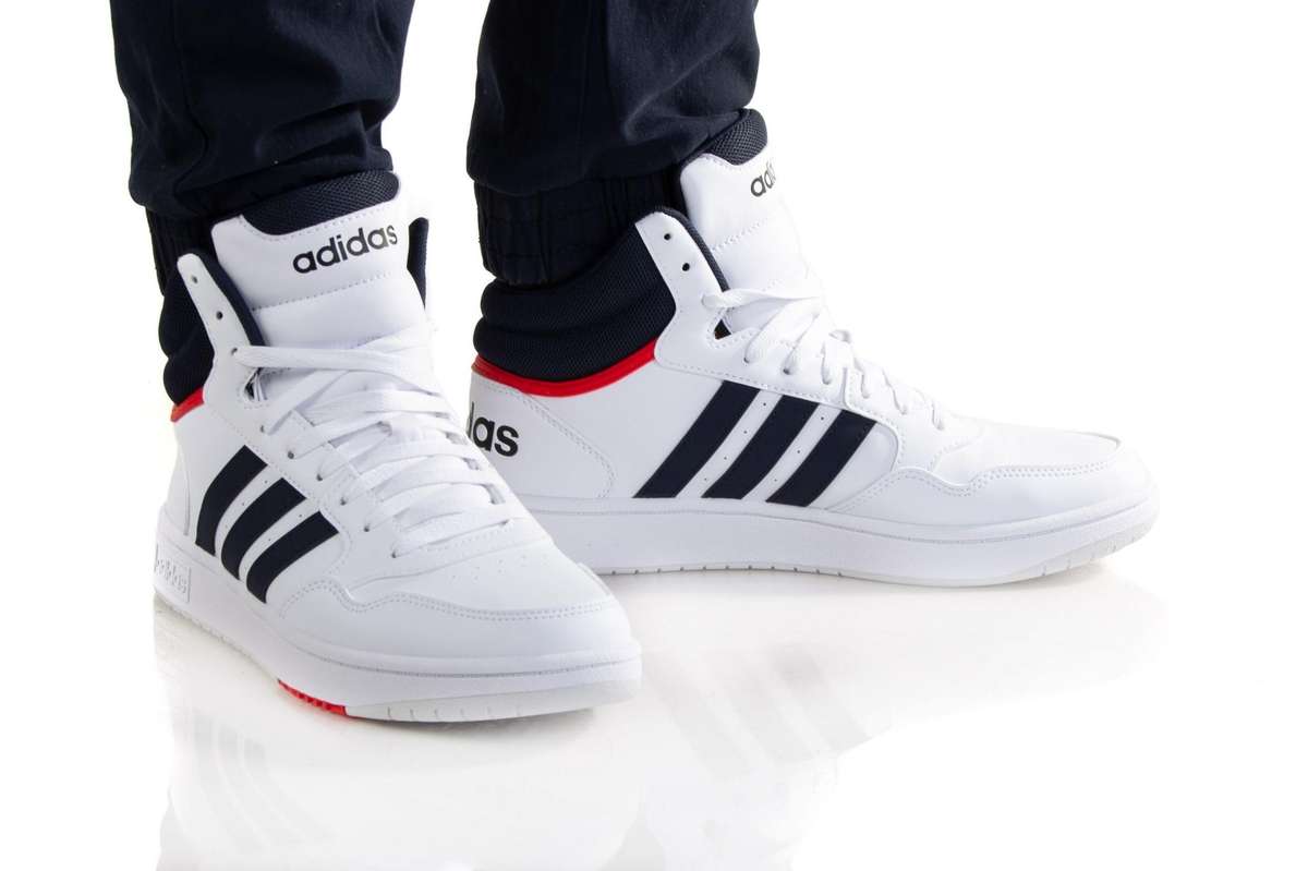 adidas Men`s Hoops 3.0 Mid Classic Vintage White/Legend Ink/Vivid Red GY5543 Size UK 8/9 (SA 8/9)