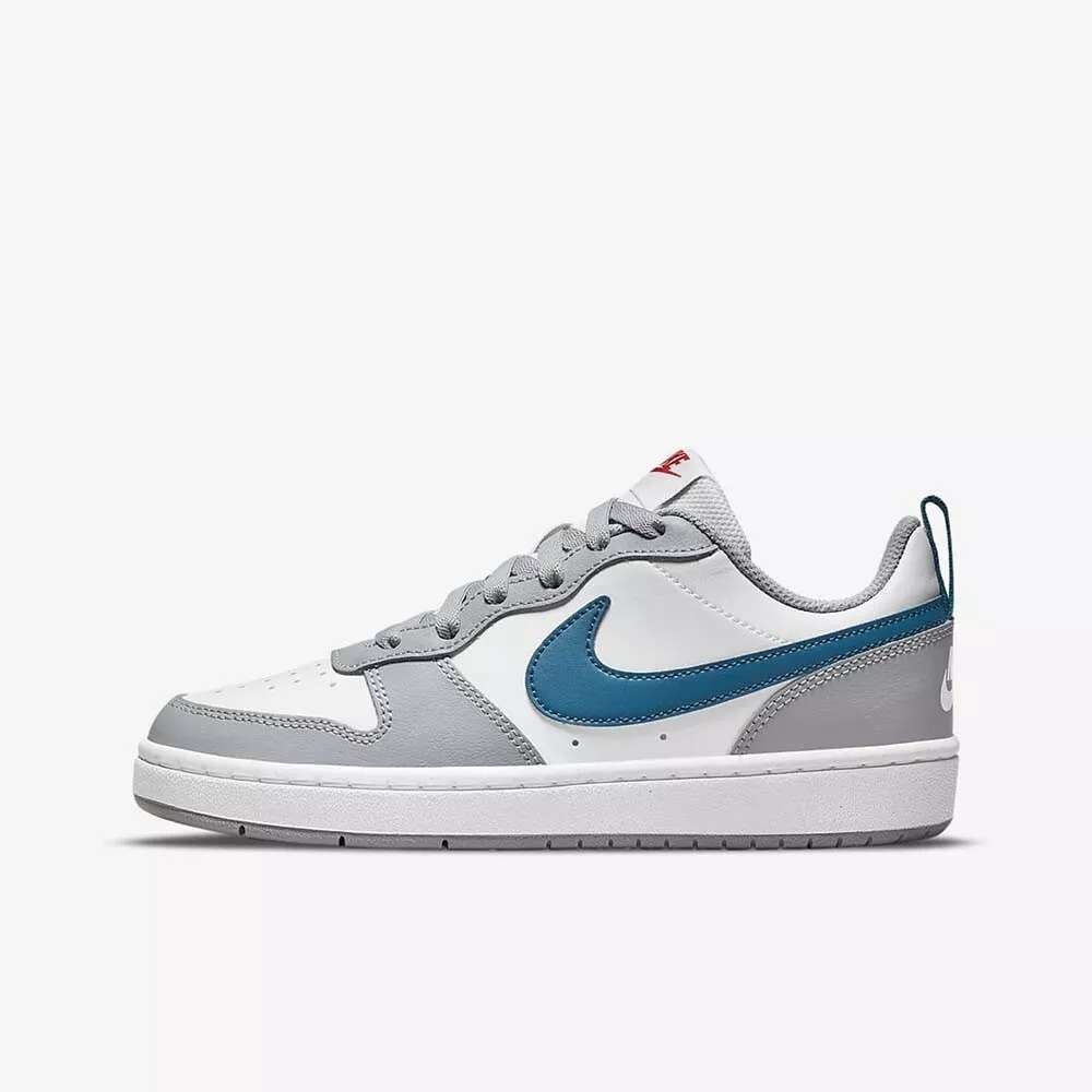 Nike Kids UNISEX Court Borough Low 2 GS White/ Marina/ Grey BQ5448 117 Size UK 6 (SA 6)
