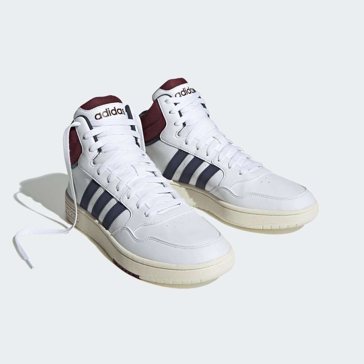 adidas Men`s Hoops 3.0 Mid Classic Vintage White/ Navy/ Shadow Red HP7895 Size UK 8 (SA 8)