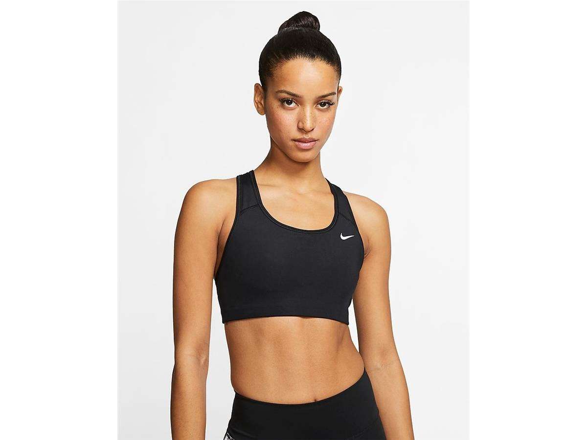 NIKE Women's Swoosh Medium Support Sports Bra Black BV3900 010 Size Medium