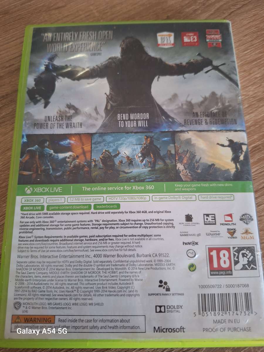 Middle Earth Shadow of Mordor (XBOX 360) - NEXT BUSINESS DAY SHIPPING!