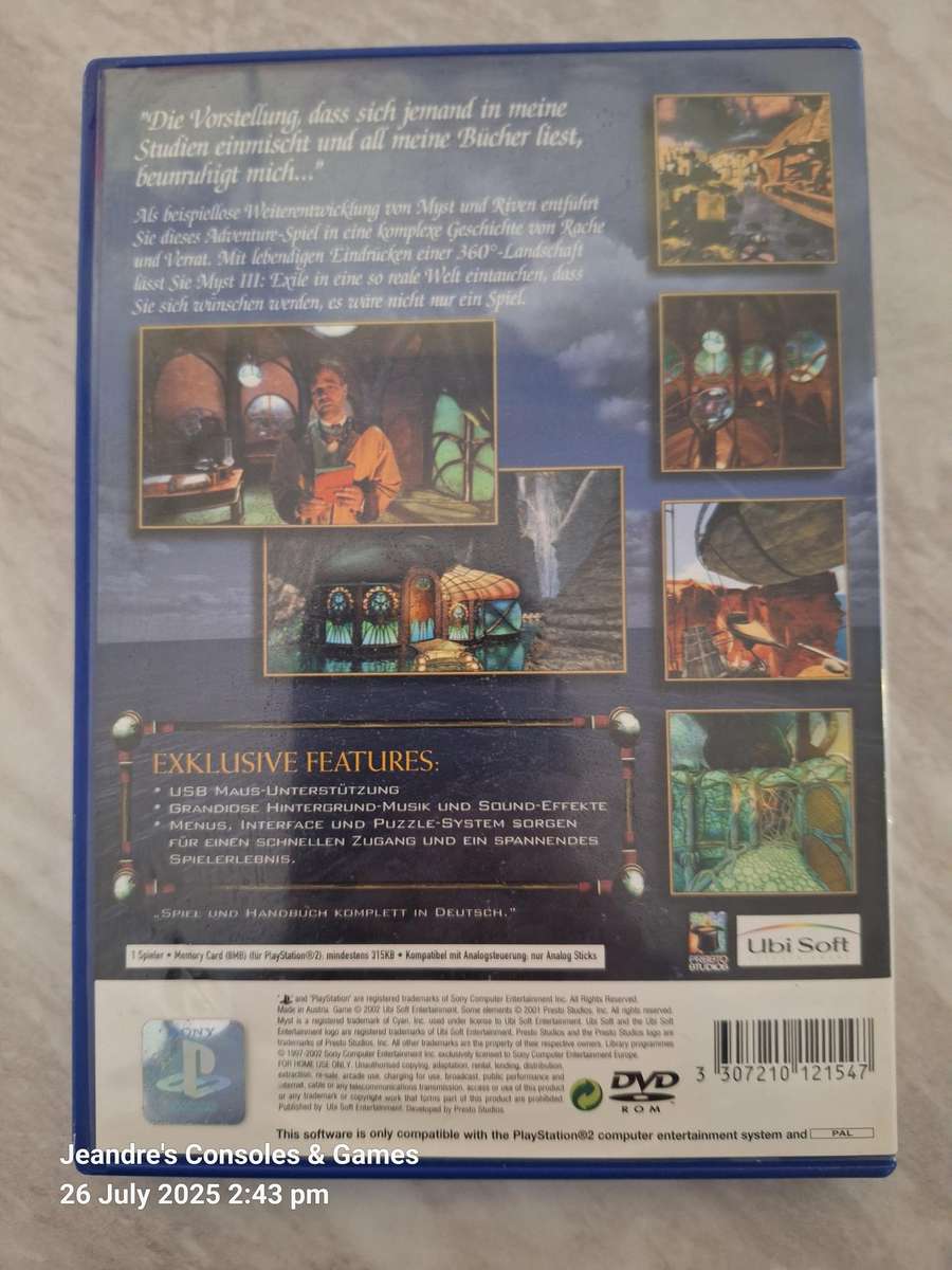 Myst III (3) - Exile (PS2) (Cover not English)