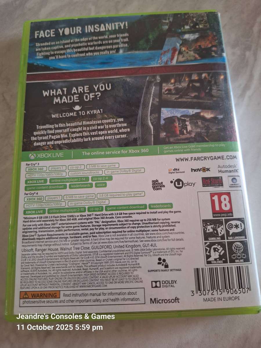 Far Cry 3 + Far Cry 4 Double Pack (XBOX 360)