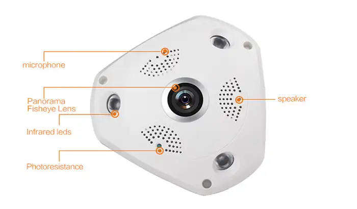 360 Degree Panoramic Wireless IP Camera Audio Video Wifi  High Definition Fish-eye Lens Wide Angle