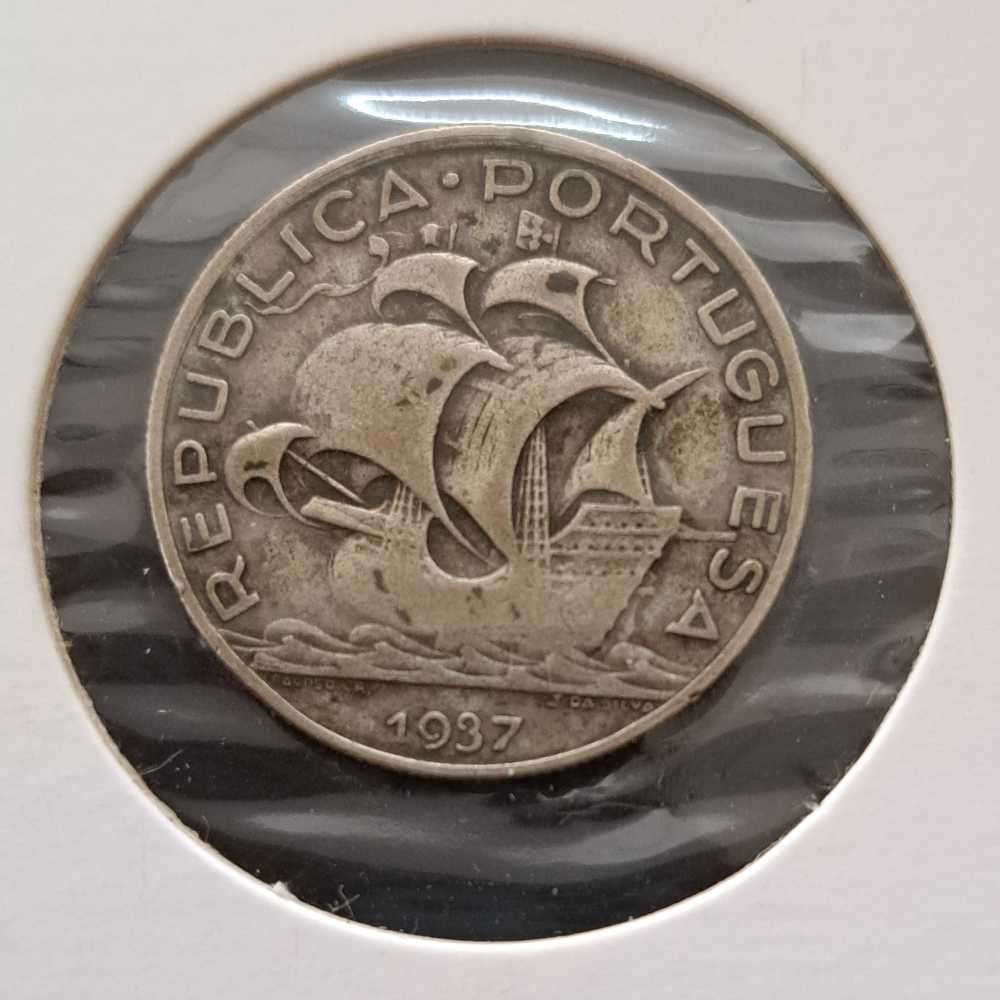 1937 Portugal 5 Escudo silver coin