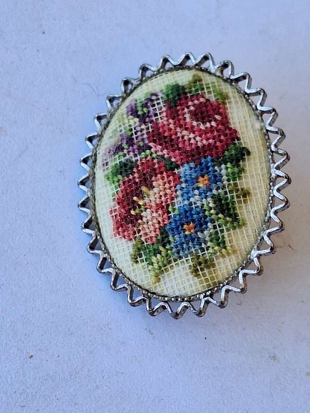 Lovely cross stitch brooch