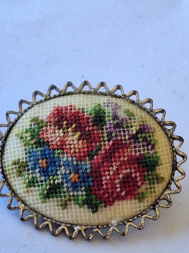 Lovely cross stitch brooch