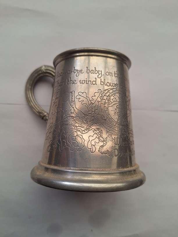 Vintage pewter baby mug