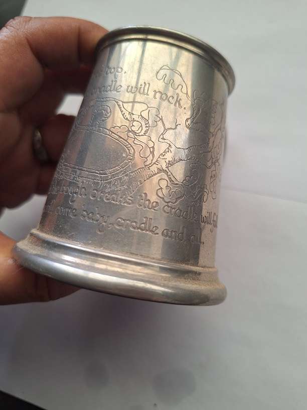 Vintage pewter baby mug