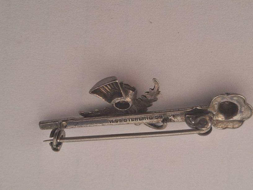 Vintage Scottish Ward Brothers sterling silver Thistle brooch