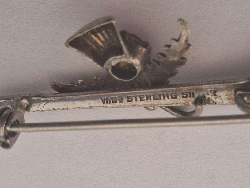 Vintage Scottish Ward Brothers sterling silver Thistle brooch