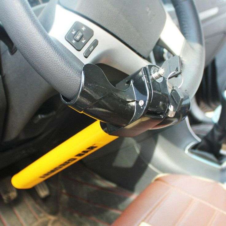 Armored Bar Car Steering Wheel Lock - Yellow & Black