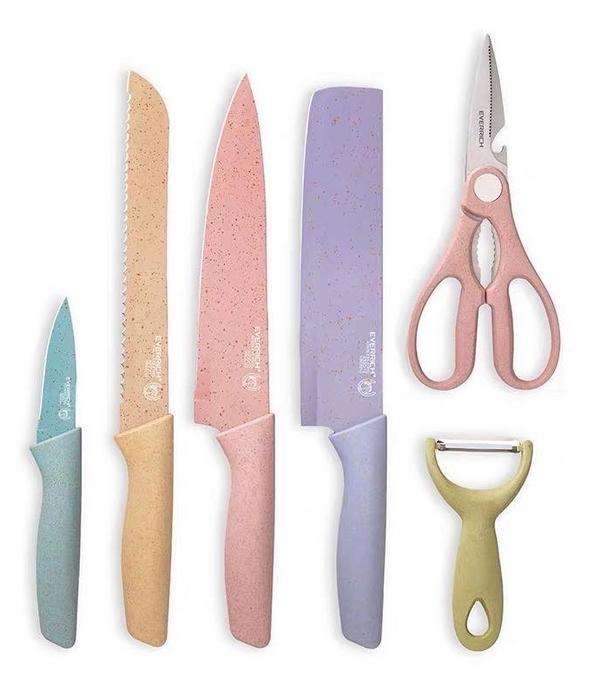 Pastel 6 Piece Corrugated Kitchen Knife Set