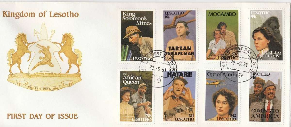 Lesotho 1991 FDC Famous Films as scan