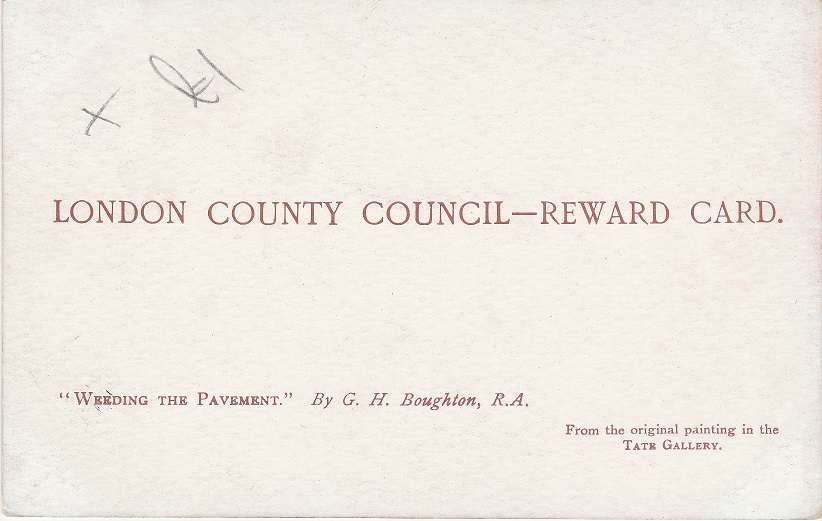 Great Britain "London County Council Reward Card" Weeding Pavement unused as scans