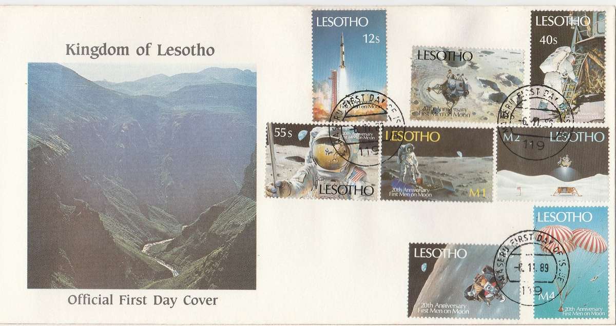Lesotho FDC 1989 20th Anniversary of moon landing as scan