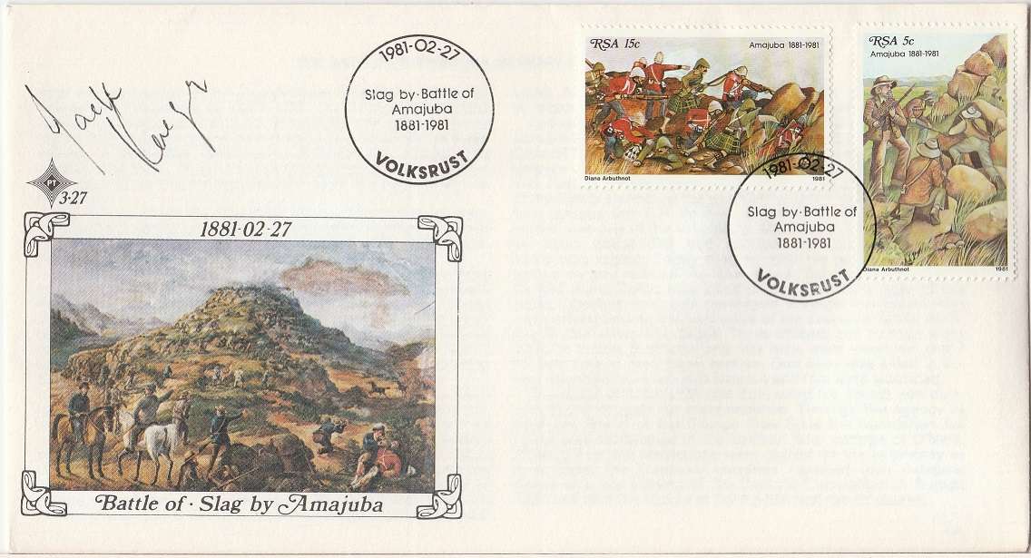 South Africa FDC Battle of Amajuba Signed as scan and description