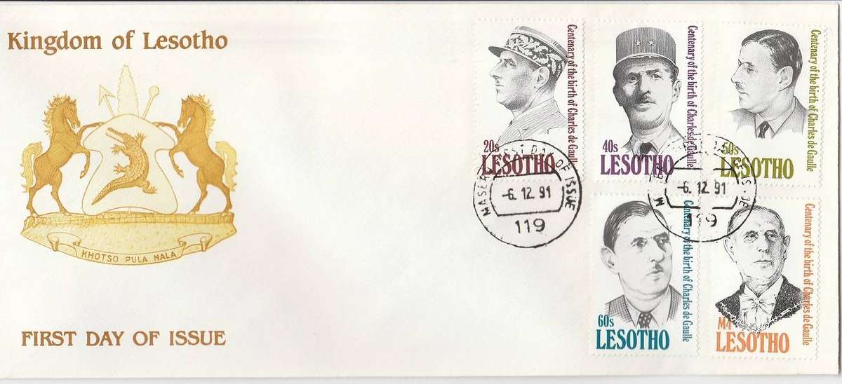 Lesotho 1991 FDC Centenary of De Gaulles birth as scan