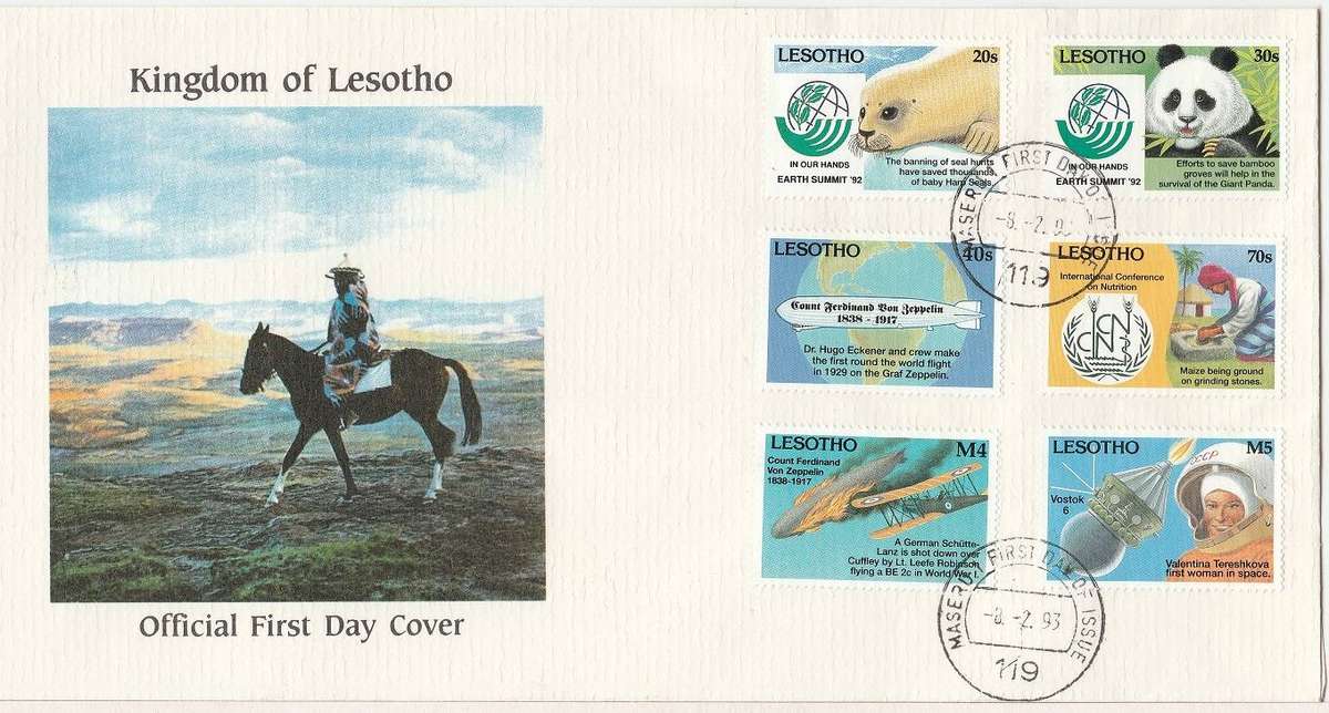 Lesotho 1993 FDC  Earth Summit and various events as scan