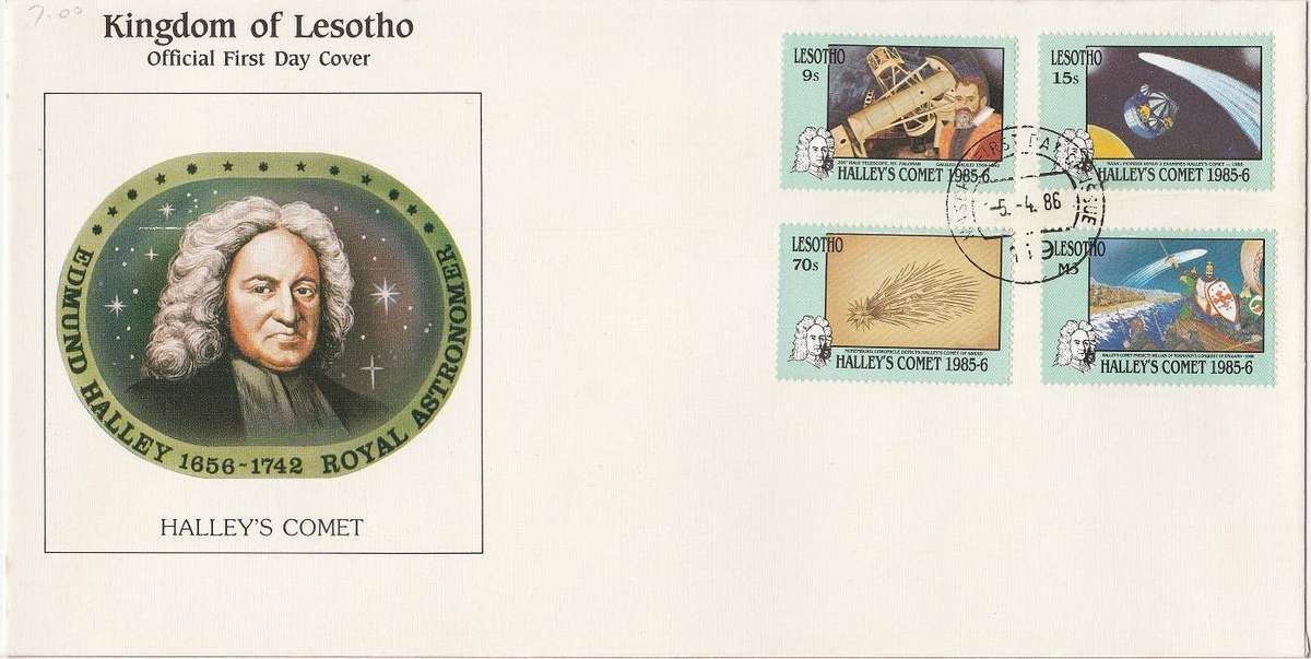 Lesotho 1986 FDC Halleys Comet as scan