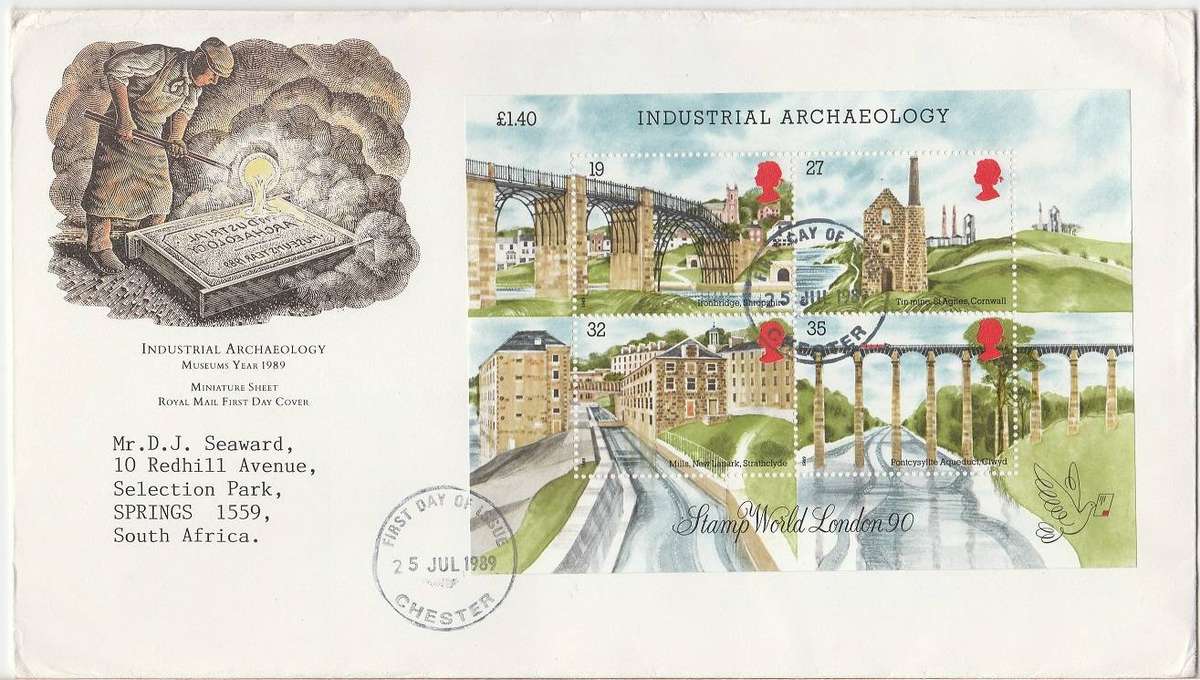 Great Britain Industrial Archeology Miniture sheet on FDC as scan