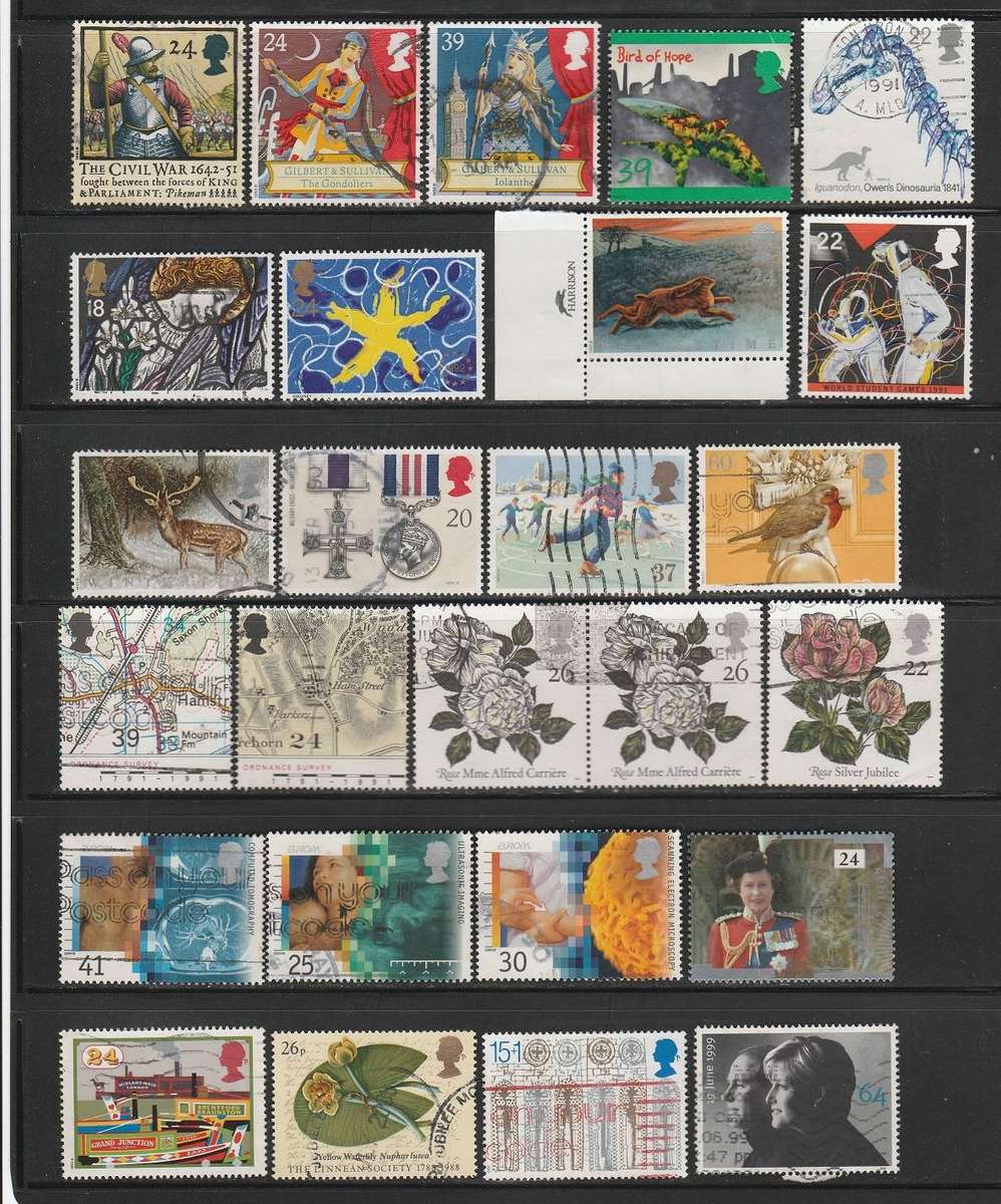 Great Britain good page lot of 26 used stamps as scan