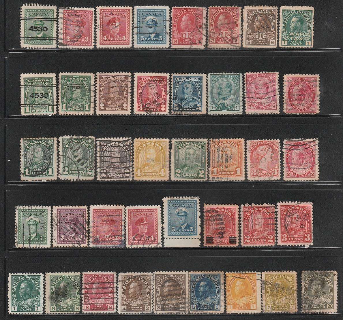 Canada good page lot of earlier used stamps as scan