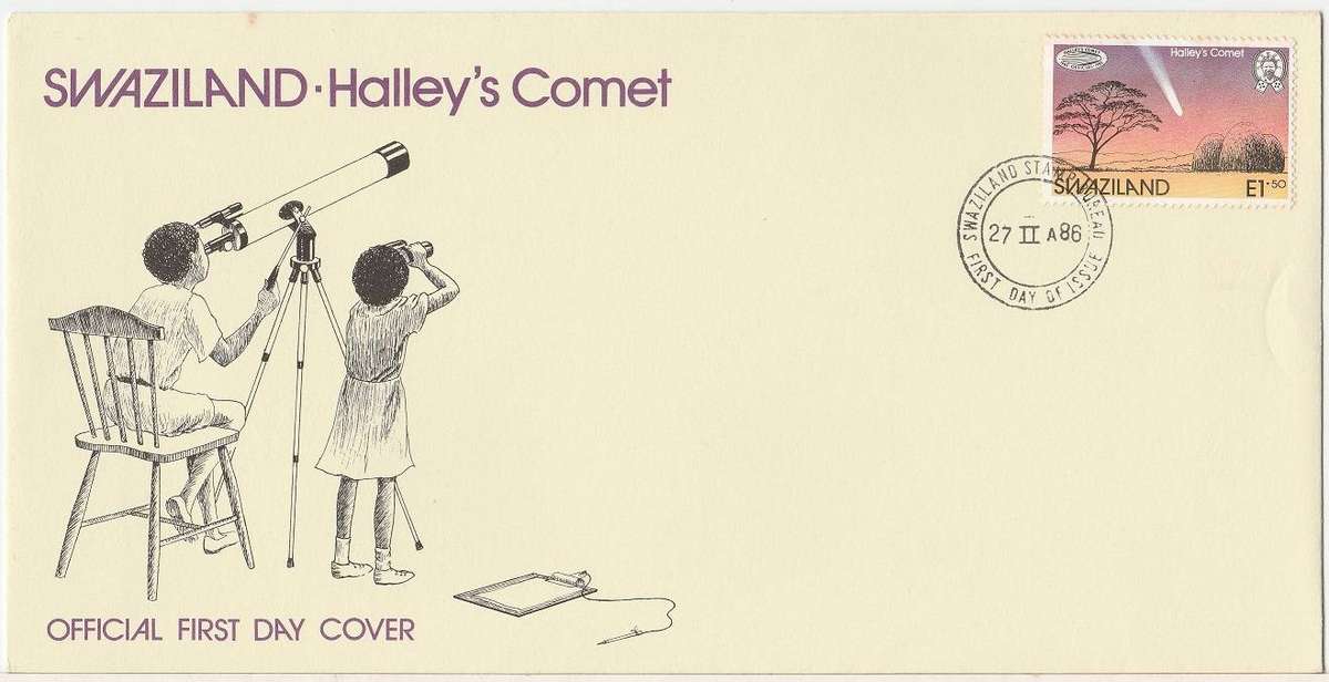 Swaziland FDC Halleys Comet Selling as used stamps as cover has Faults as scan