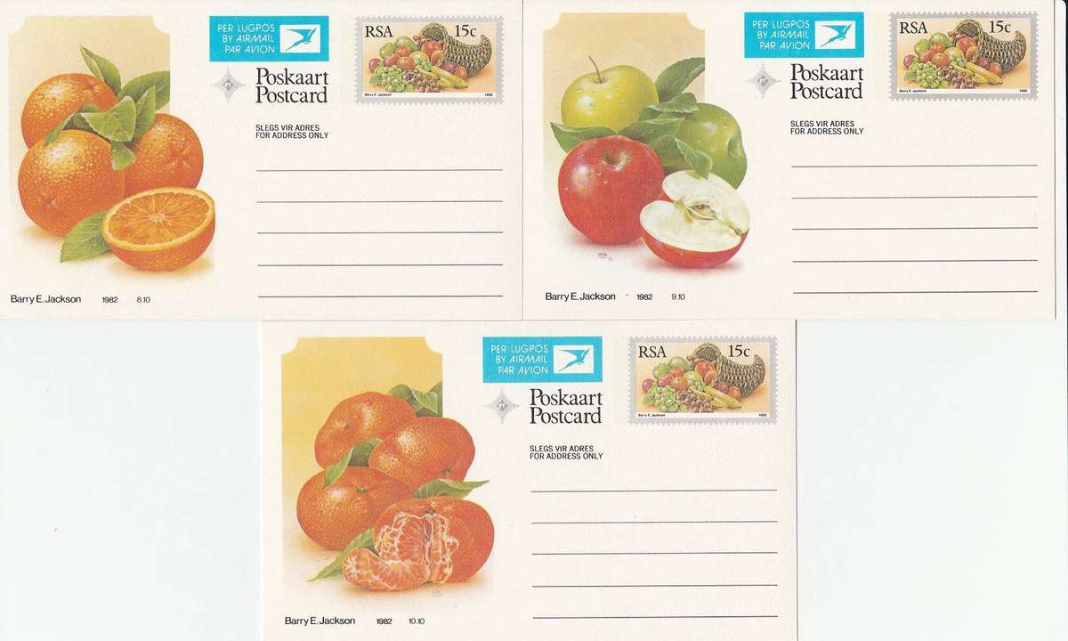 South Africa Postcards "Fruit" x 10  unused as scans