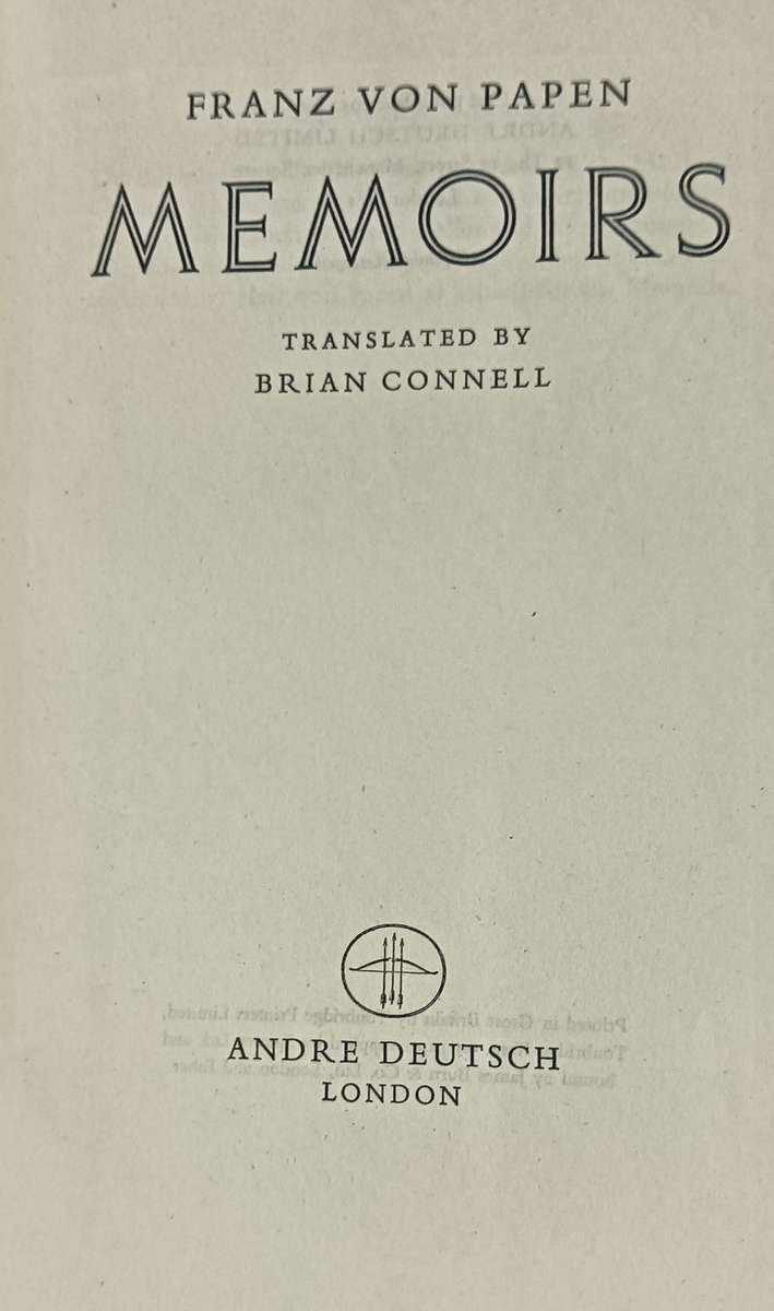 Memoirs - Franz von Papen - Hardcover - 630 pages