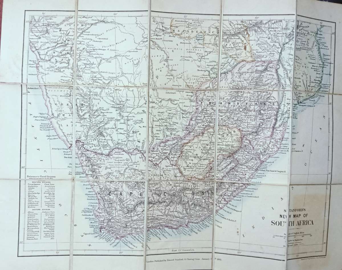 Antique map of Southern Africa Dated 1881