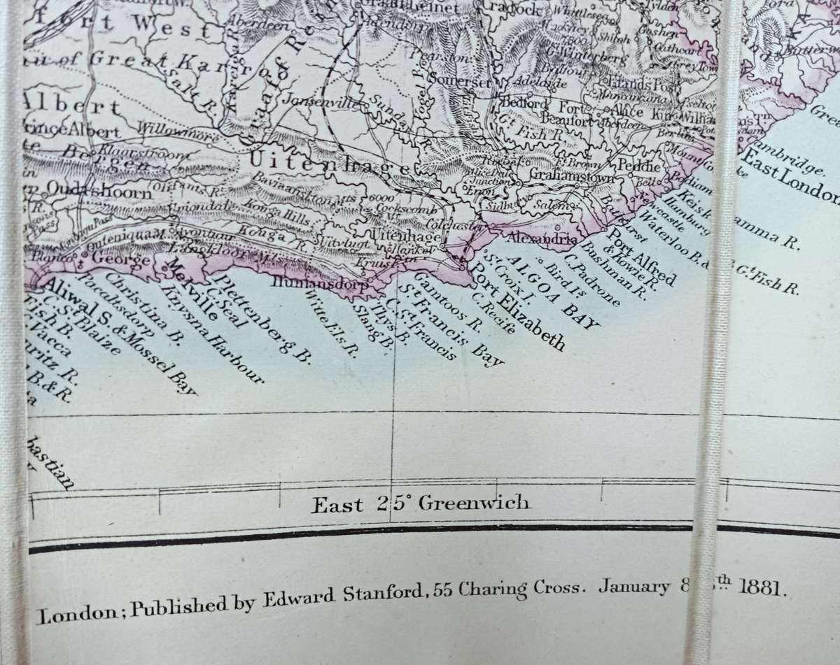 Antique map of Southern Africa Dated 1881