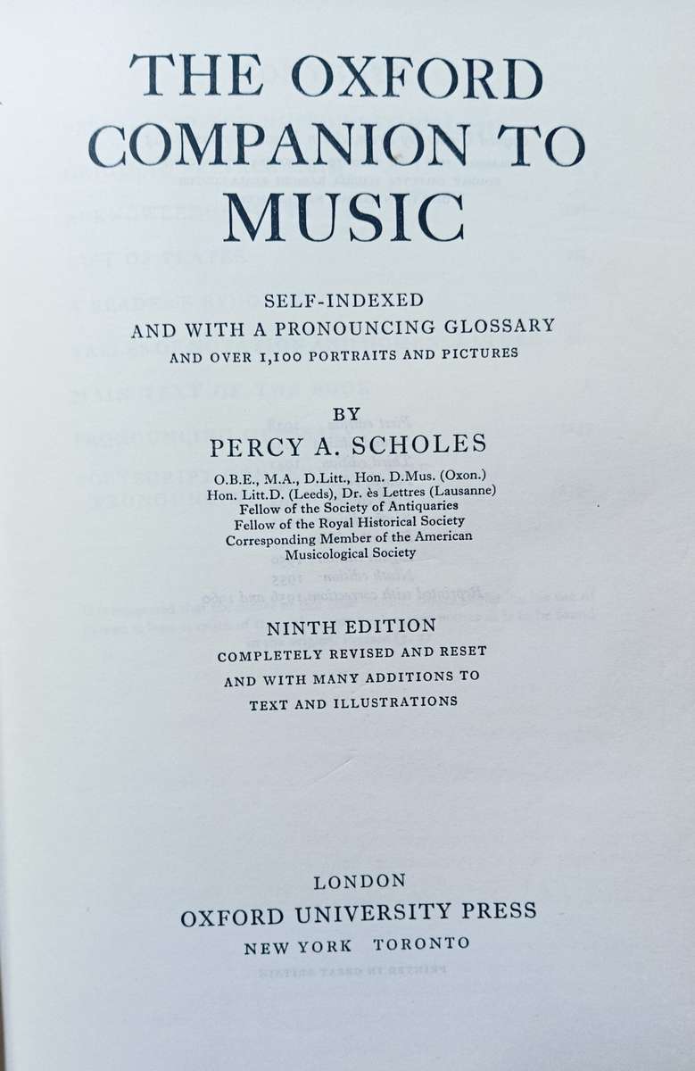 The Oxford Companion to Music - Percy A Scholes - Hardcover - 1191 pages