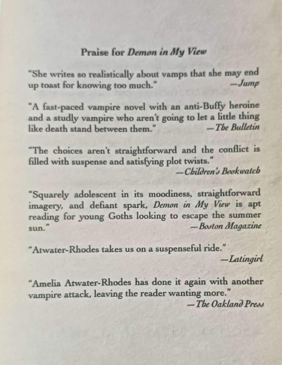 A Demon in My View - Amelia Atwater-Rhodes - Softcover - 176 pages - A vampire novel