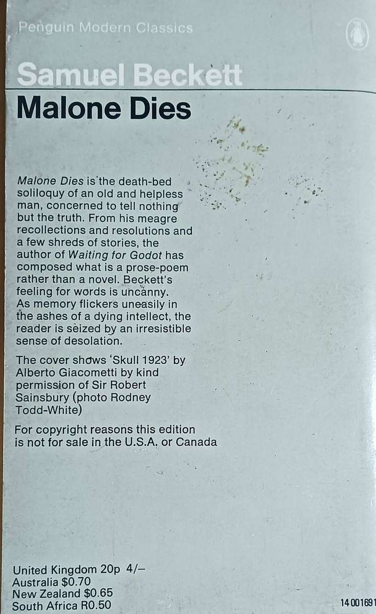 Malone Dies - Samuel Beckett - Softcover - 144 pages - A Penguin Classic