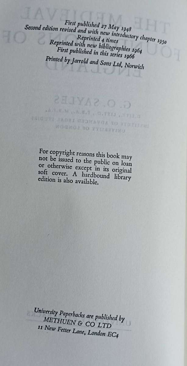 The Medieval Foundations of England - G.O. Sayles - Softcover - 481 pages