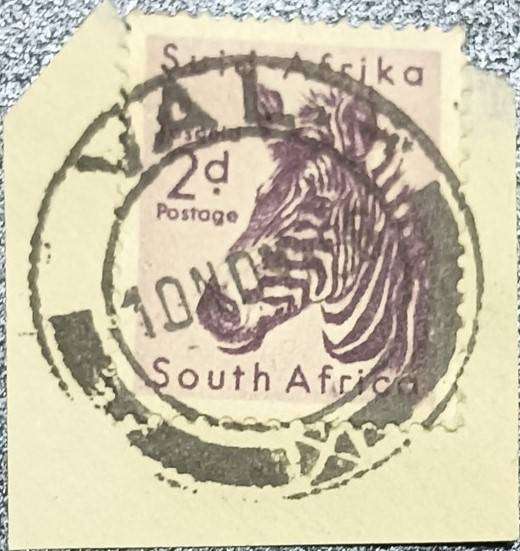 Union of South Africa 1954 Local Animals 2d Zebra on piece