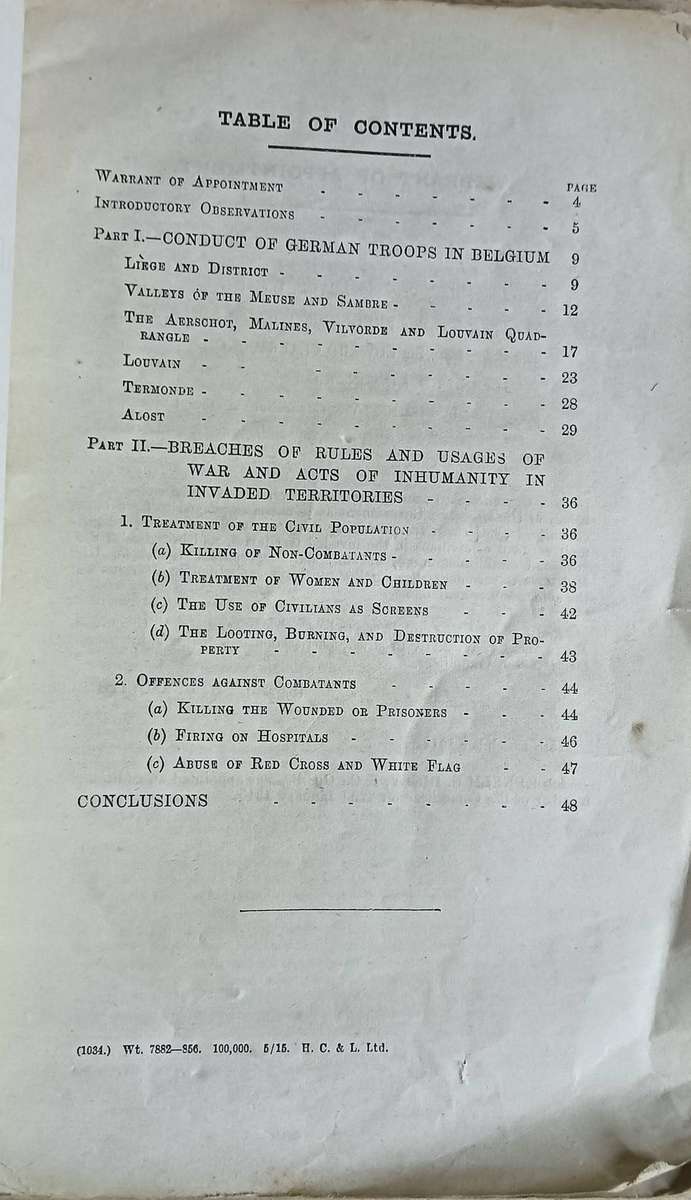 Report of the committee of Alleged German Outrages Appointed by His Majesty's Government